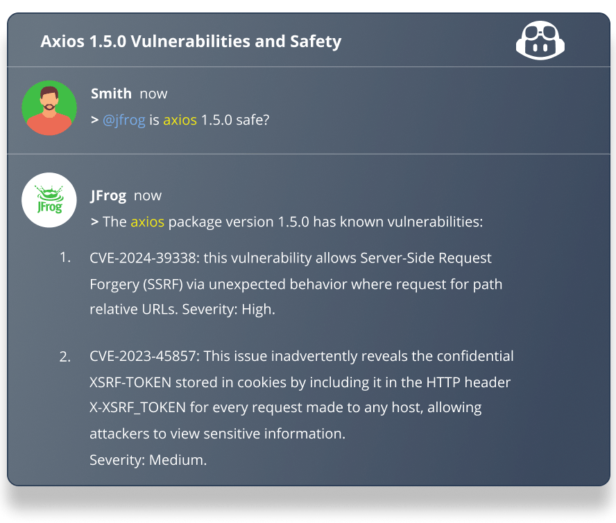 JFrog-GitHub Integration - Copilot Screenshot1
